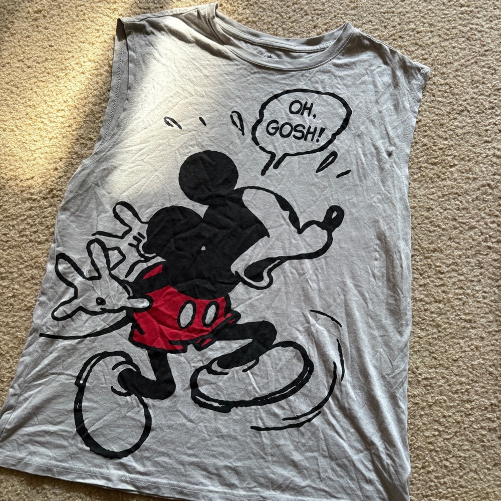 Disneyland Adult Mickey Mouse Gray "oh Gosh" Tank Top